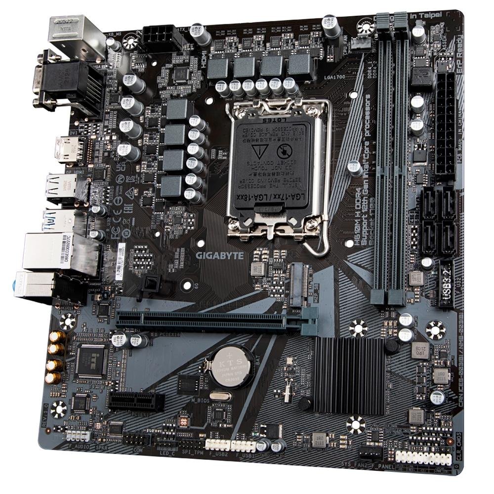 Placa-Mãe Gigabyte H610M Rev. 1.0, Intel LGA1700, H610, DDR4, mATX, Preto - H610M H DDR4 Placa-Mãe Gigabyte H610M Rev. 1.0, Intel LGA1700, H610, DDR4, mATX, Preto - H610M H DDR4