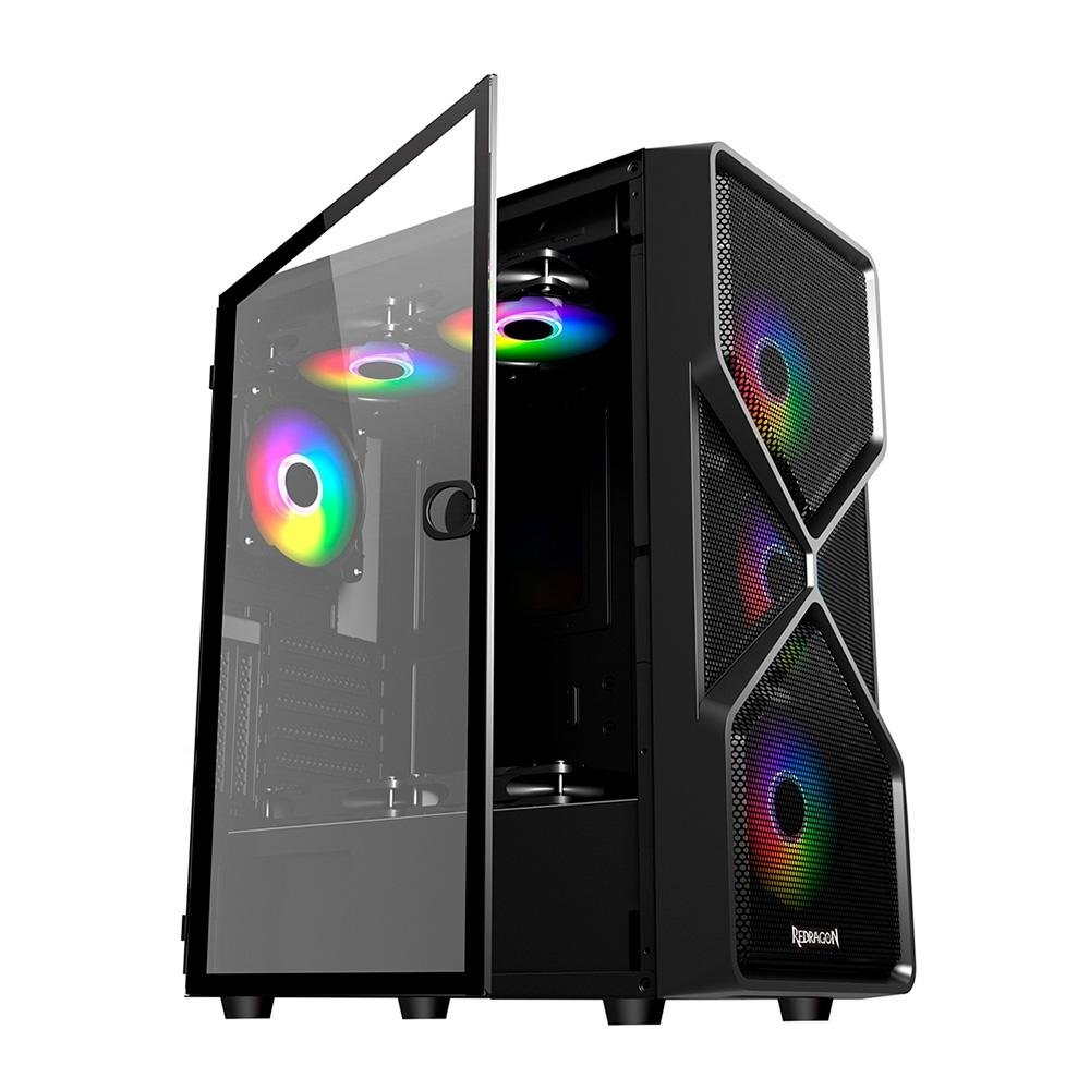 Imagem 3 de 12 do produto Gabinete Gamer Redragon Superion, Mid Tower, Lateral em Vidro Temperado, Preto - GC-MB211