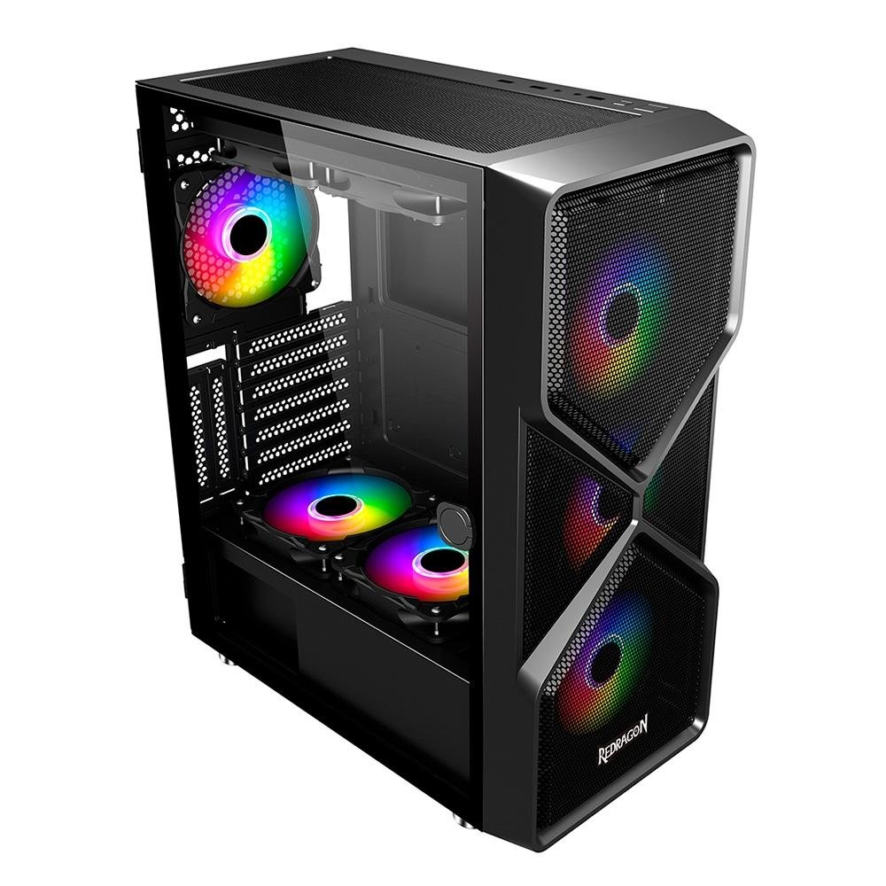 Imagem 5 de 12 do produto Gabinete Gamer Redragon Superion, Mid Tower, Lateral em Vidro Temperado, Preto - GC-MB211