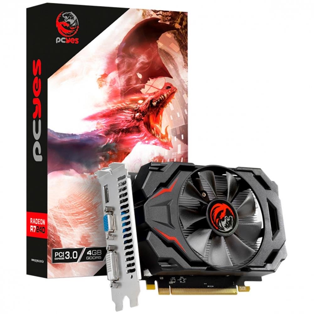 Placa de Vídeo PCYes AMD Radeon R7 240, 4GB GDDR5, 128 Bits - PJ7R240DR5