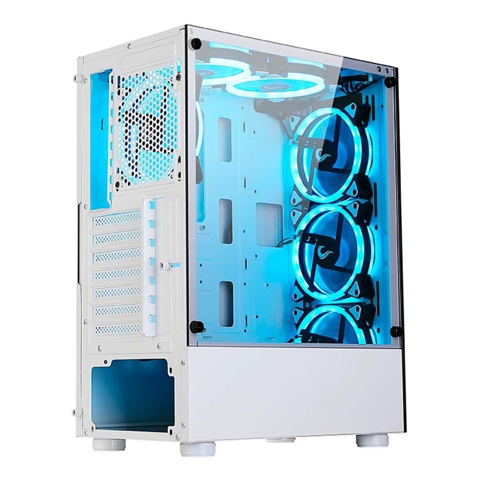 Gabinete Gamer Rise Mode Glass 06X Frost, Mid Tower, ATX, Frontal e Lateral em Vidro Temperado, Sem FANs, Branco - RM-WT-06X-FW Gabinete Gamer Rise Mode Glass 06X Frost, Mid Tower, ATX, Frontal e Lateral em Vidro Temperado, Sem FANs, Branco - RM-WT-06X-FW