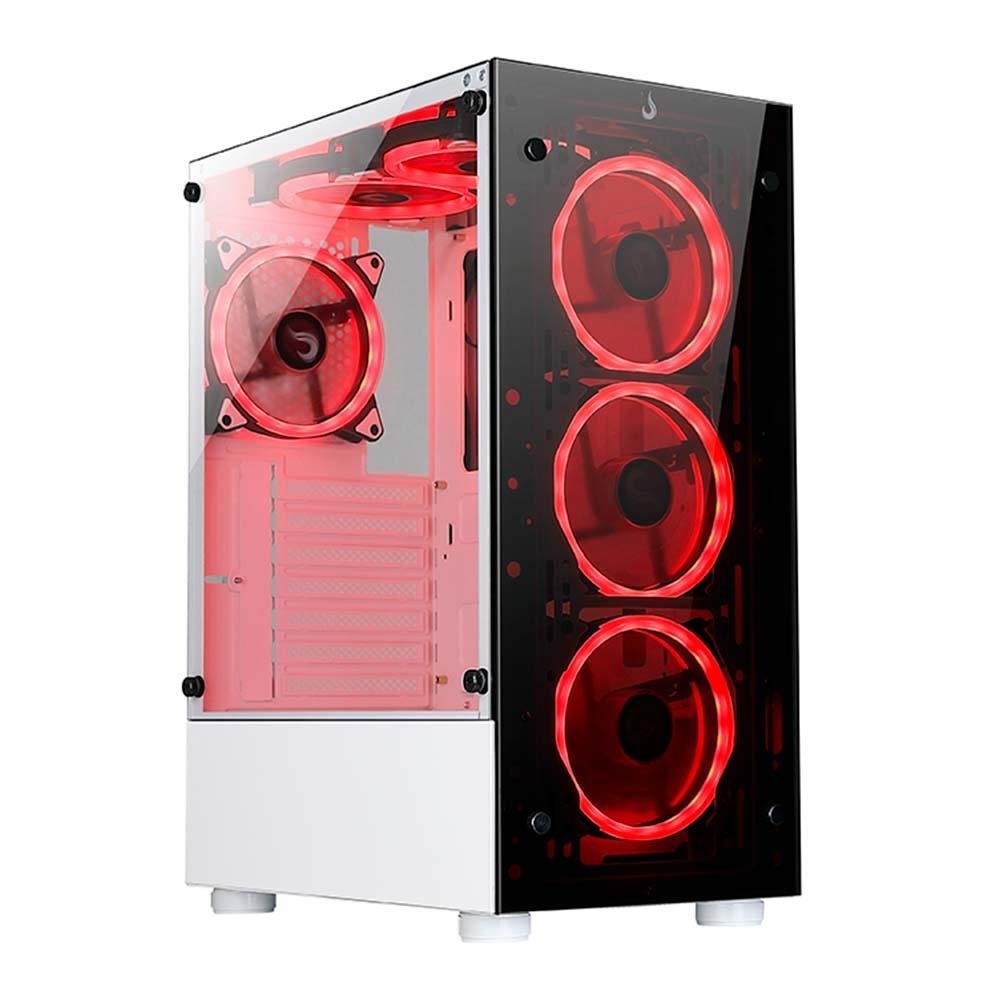 Gabinete Gamer Rise Mode Glass 06X Frost, Mid Tower, ATX, Frontal e Lateral em Vidro Temperado, Sem FANs, Branco - RM-WT-06X-FW Gabinete Gamer Rise Mode Glass 06X Frost, Mid Tower, ATX, Frontal e Lateral em Vidro Temperado, Sem FANs, Branco - RM-WT-06X-FW