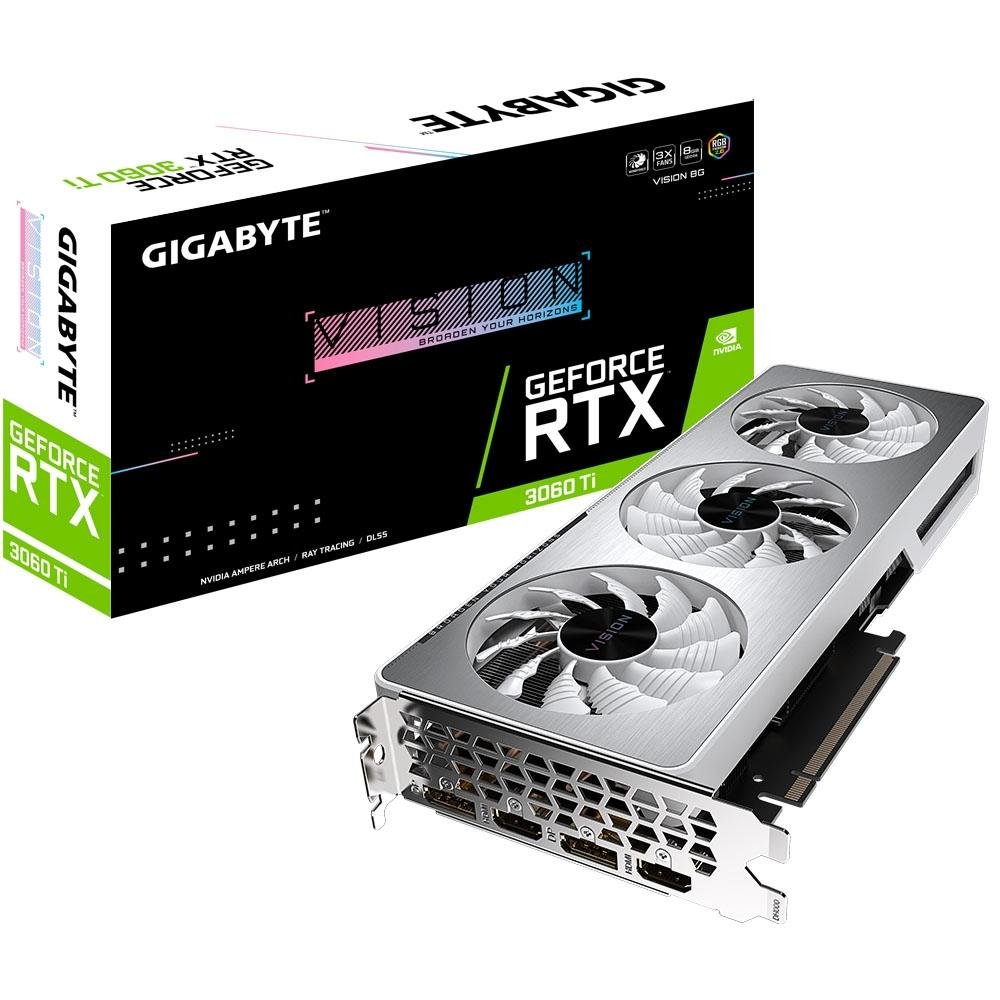 グラフィックボード・グラボ・ビデオカード GeForce RTX 3060ti GIGABYTE VISION Placa de Vídeo Gigabyte NVIDIA RTX3060 Ti | KaBuM!
