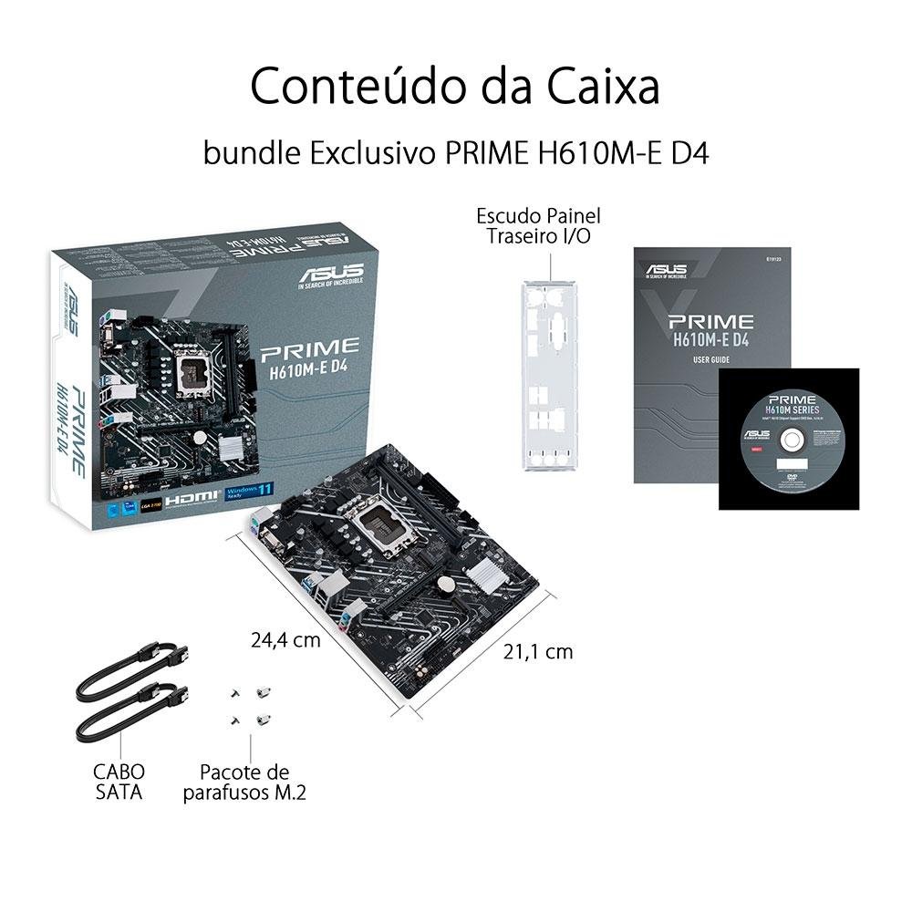 Placa Mãe 1700 12ª/13ª14ª Geração DDR4, ASUS PRIME H610MCS - Imagem 3