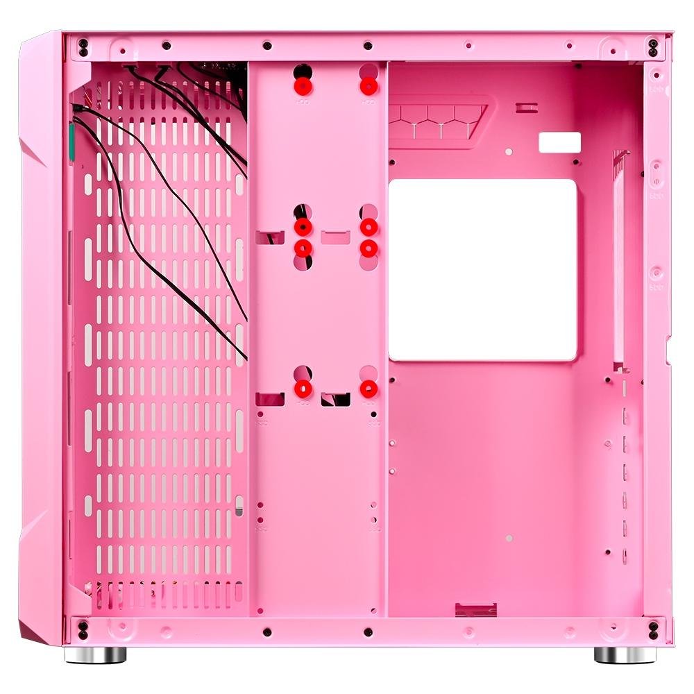 Imagem 4 de 5 do produto Gabinete Gamer Rise Mode Galaxy Glass, Mid Tower, Lateral e Frontal em Vidro Temperado, Rosa - RM-GA-GG-PK