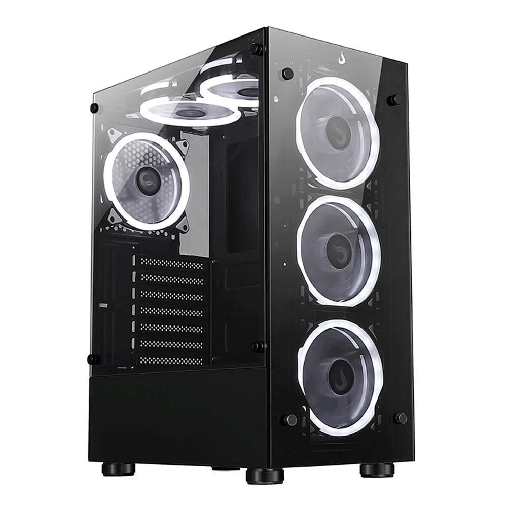 Gabinete Gamer Rise Mode Glass 06X, Mid Tower, ATX, Lateral em Vidro Fumê e Frontal em Vidro Temperado, Sem FANs, Preto - RM-CA-06X-FB Gabinete Gamer Rise Mode Glass 06X, Mid Tower, ATX, Lateral em Vidro Fumê e Frontal em Vidro Temperado, Sem FANs, Preto - RM-CA-06X-FB