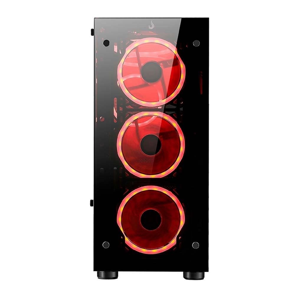 Gabinete Gamer Rise Mode Glass 06X, Mid Tower, ATX, Lateral em Vidro Fumê e Frontal em Vidro Temperado, Sem FANs, Preto - RM-CA-06X-FB Gabinete Gamer Rise Mode Glass 06X, Mid Tower, ATX, Lateral em Vidro Fumê e Frontal em Vidro Temperado, Sem FANs, Preto - RM-CA-06X-FB