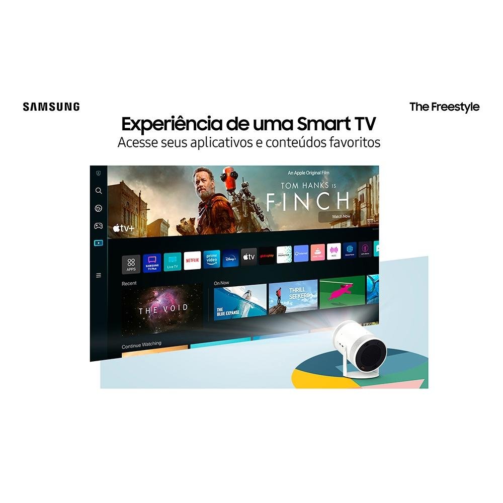 Imagem 8 de 13 do produto Projetor Smart Portátil Samsung The Freestyle, de 30 a 100 Polegadas, LED, 230 Lumens, HDMI, Branco - SP-LSP3BLAXZD