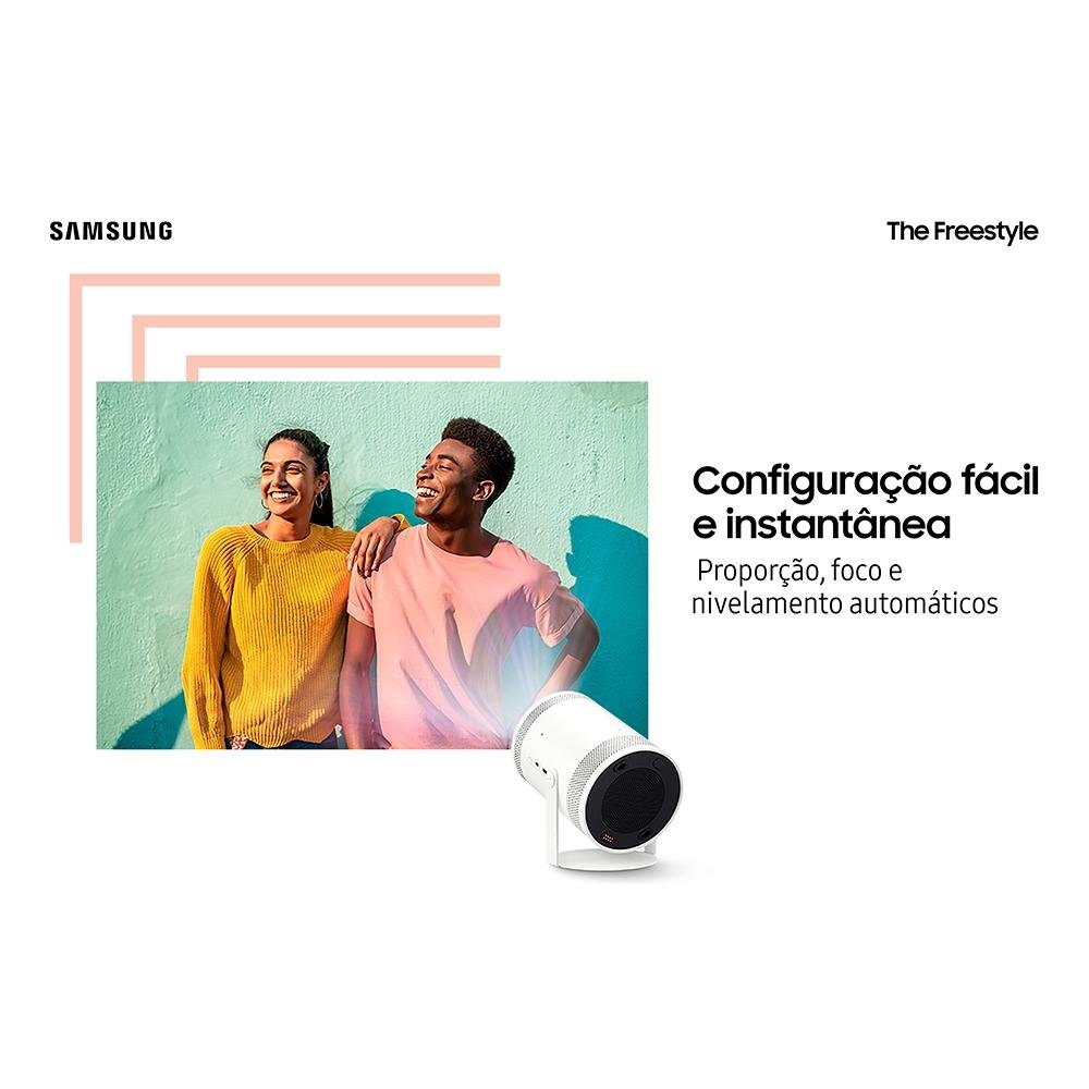 Imagem 9 de 13 do produto Projetor Smart Portátil Samsung The Freestyle, de 30 a 100 Polegadas, LED, 230 Lumens, HDMI, Branco - SP-LSP3BLAXZD