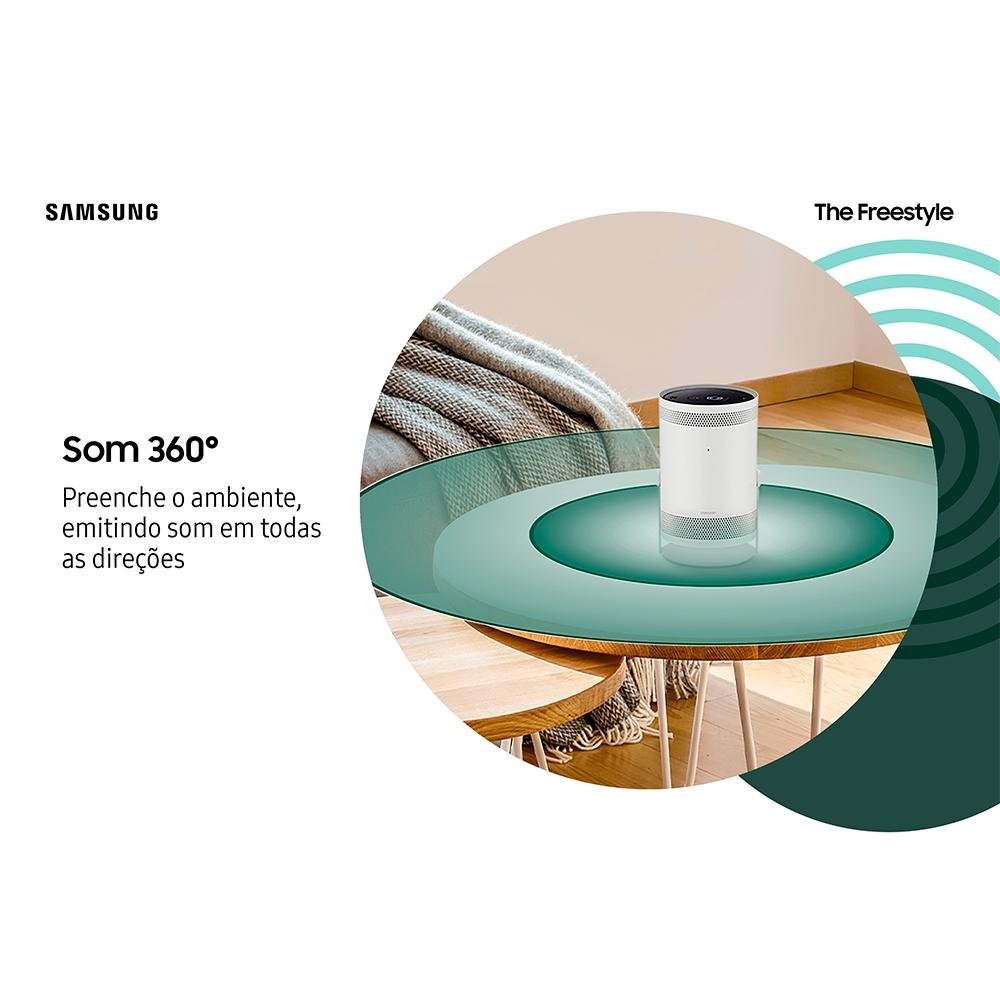 Imagem 10 de 13 do produto Projetor Smart Portátil Samsung The Freestyle, de 30 a 100 Polegadas, LED, 230 Lumens, HDMI, Branco - SP-LSP3BLAXZD