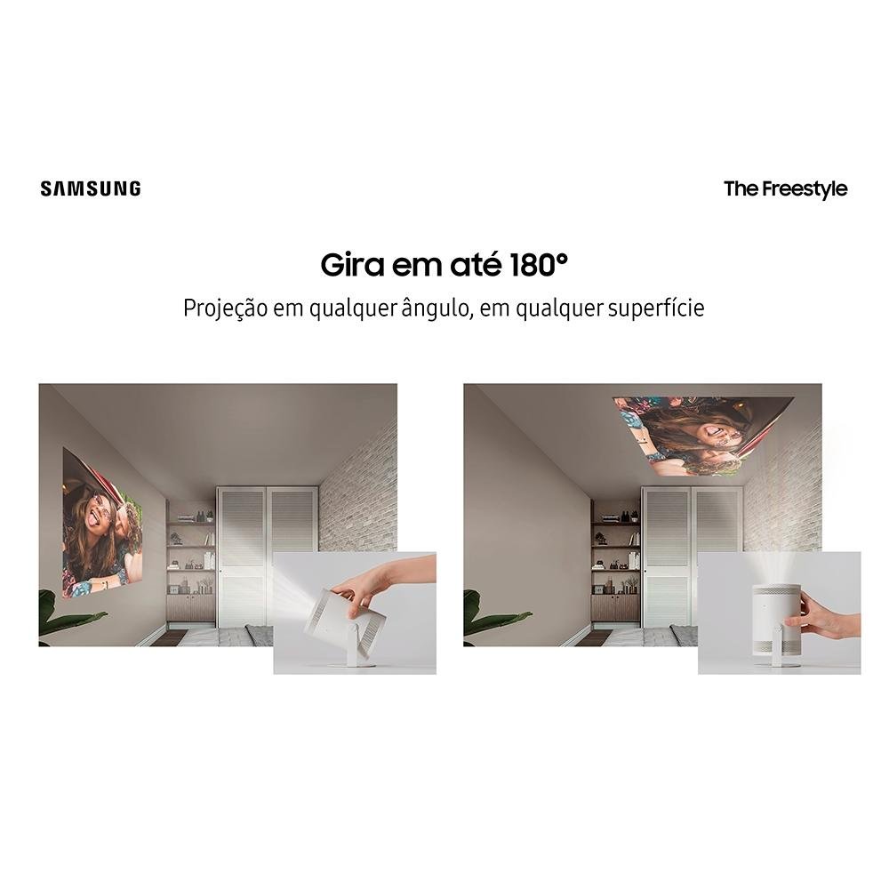 Imagem 11 de 13 do produto Projetor Smart Portátil Samsung The Freestyle, de 30 a 100 Polegadas, LED, 230 Lumens, HDMI, Branco - SP-LSP3BLAXZD