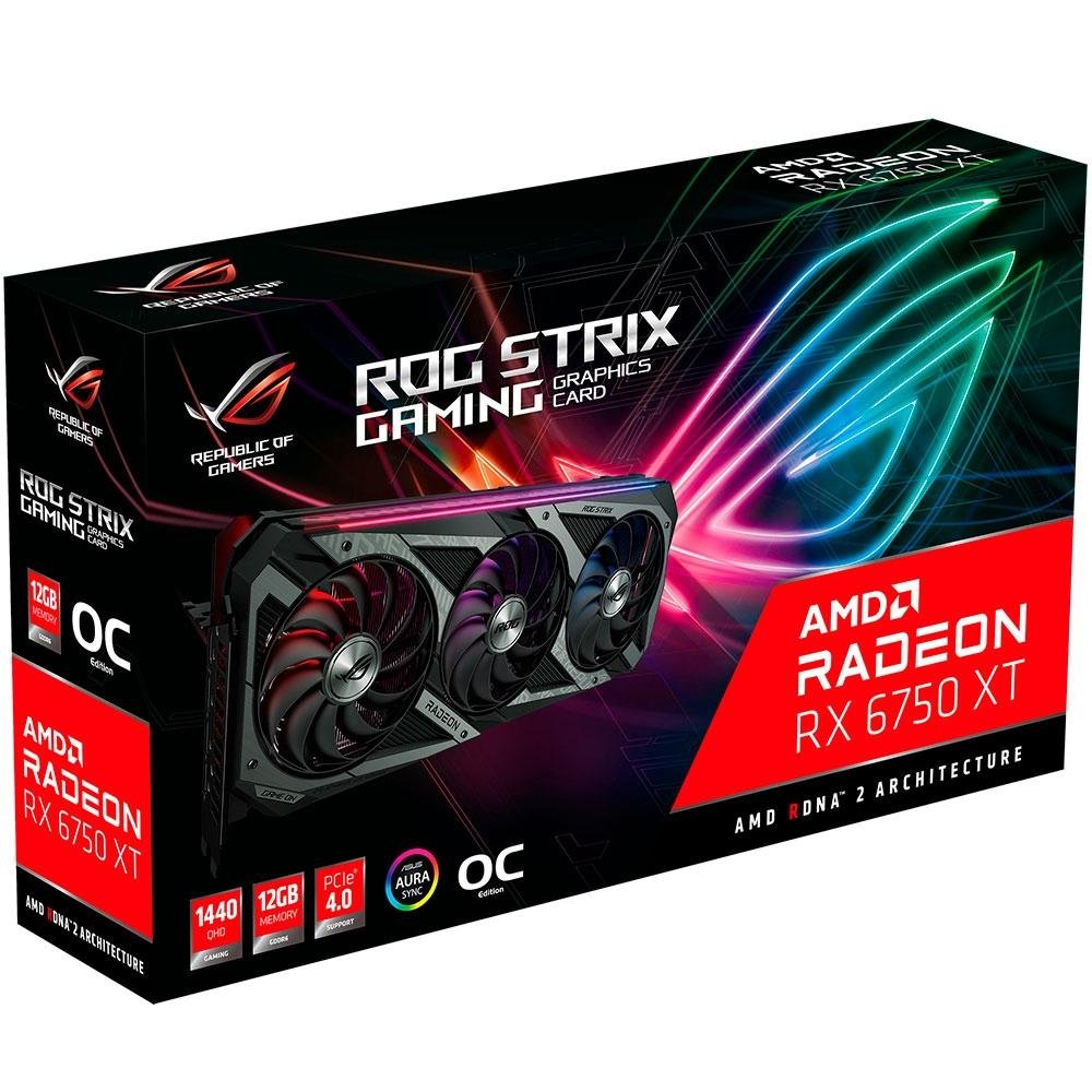 グラフィックボード・グラボ・ビデオカード ROG STRIX RX 6750 XT OC 12G Placa de Vídeo Asus ROG STRIX RX6750XT O12G|KaBuM!