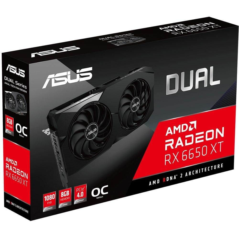 Placa de Vídeo Asus DUAL RX6650XT O8G | KaBuM!