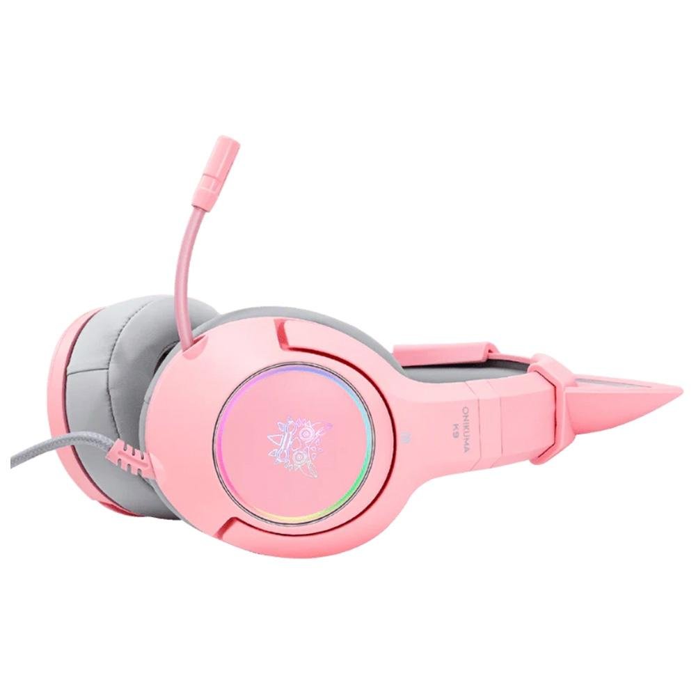 Headset Gamer Gatinho Onikuma, LED, Drivers 50mm, USB, PC, Rosa - K-9-7.1