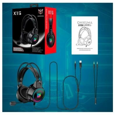 Headset Gamer Onikuma, RGB, Xbox One, PS4, PC, Mobile, Cancelamento de  Ruído, Preto - X-15