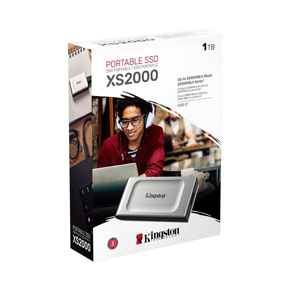 SSD Externo Kingston XS2000, 1TB, USB 3.2 Gen 2x2, Portátil, Leitura: 2000 MB/s, Gravação: 2000 MB/s, Prata - SXS2000/1000G - view 4