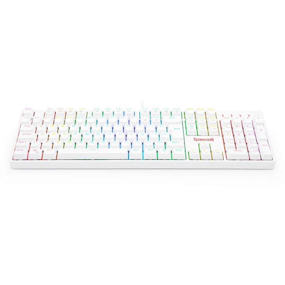 Imagem 3 de 8 do produto Teclado Óptico Gamer Redragon Surara Pro RGB, Switch Vermelho, ABNT2, Keycaps ABS Doubleshot, Branco - K582W-RGB-PRO (PT-RED)