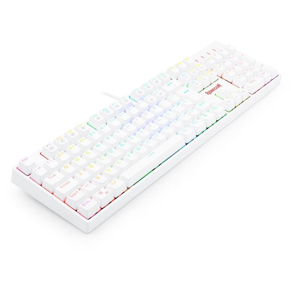 Teclado Óptico Gamer Redragon Surara Pro RGB, Switch Marrom, ABNT2, Keycaps ABS Doubleshot, Branco - K582W-RGB-PRO (PT-BROWN)