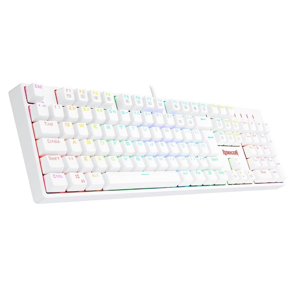 Teclado Óptico Gamer Redragon Surara Pro RGB, Switch Marrom, ABNT2, Keycaps ABS Doubleshot, Branco - K582W-RGB-PRO (PT-BROWN)