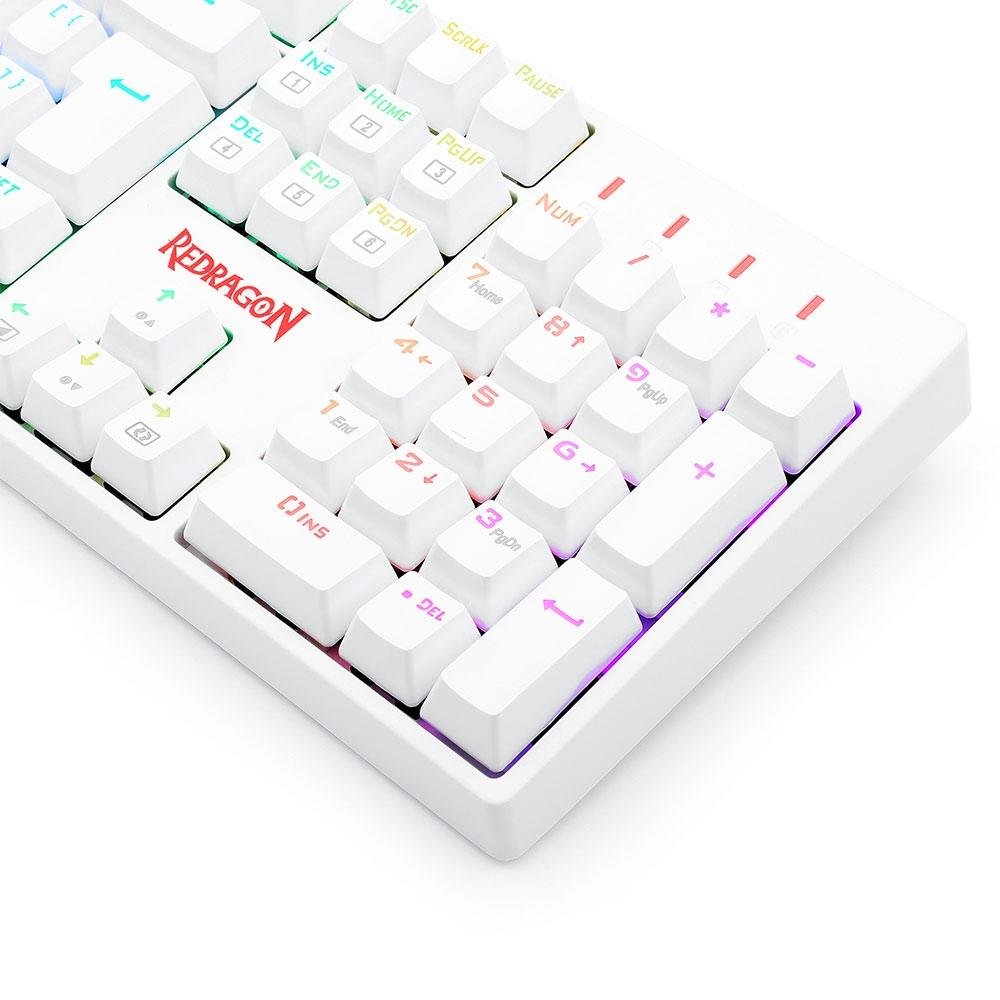 Teclado Óptico Gamer Redragon Surara Pro RGB, Switch Marrom, ABNT2, Keycaps ABS Doubleshot, Branco - K582W-RGB-PRO (PT-BROWN)