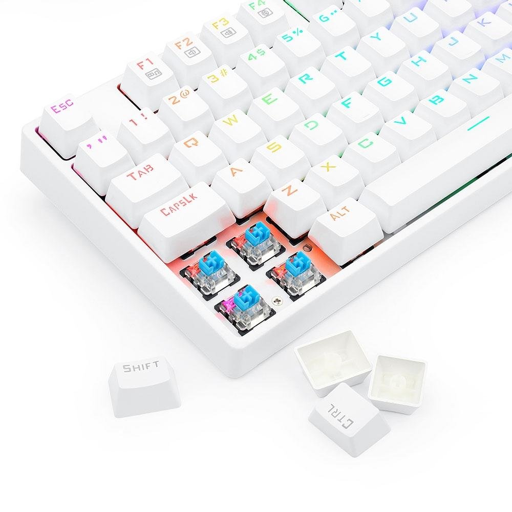 Teclado Óptico Gamer Redragon Surara Pro RGB, Switch Marrom, ABNT2, Keycaps ABS Doubleshot, Branco - K582W-RGB-PRO (PT-BROWN)