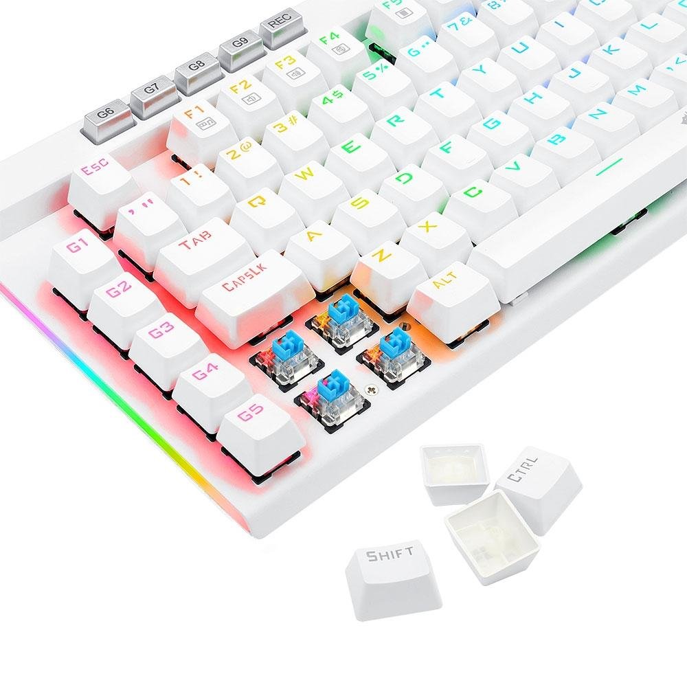 Teclado Óptico Gamer Redragon Magic-Wand PRO RGB, RGB, Switch Marrom, ABNT2, 12 Teclas Multimídia, Branco - K587W-RGB-PRO (PT-BROWN) Teclado Óptico Gamer Redragon Magic-Wand PRO RGB, RGB, Switch Marrom, ABNT2, 12 Teclas Multimídia, Branco - K587W-RGB-PRO (PT-BROWN)