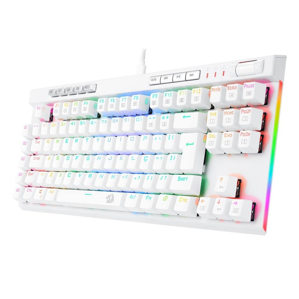 Teclado Óptico Gamer Redragon Magic-Wand PRO RGB, RGB, Switch Marrom, ABNT2, 12 Teclas Multimídia, Branco - K587W-RGB-PRO (PT-BROWN) Teclado Óptico Gamer Redragon Magic-Wand PRO RGB, RGB, Switch Marrom, ABNT2, 12 Teclas Multimídia, Branco - K587W-RGB-PRO (PT-BROWN)