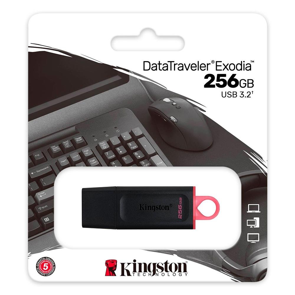 Pen Drive 256GB Kingston DataTraveler Exodia, USB 3.2, Preto e Rosa - DTX/256GB - view 3