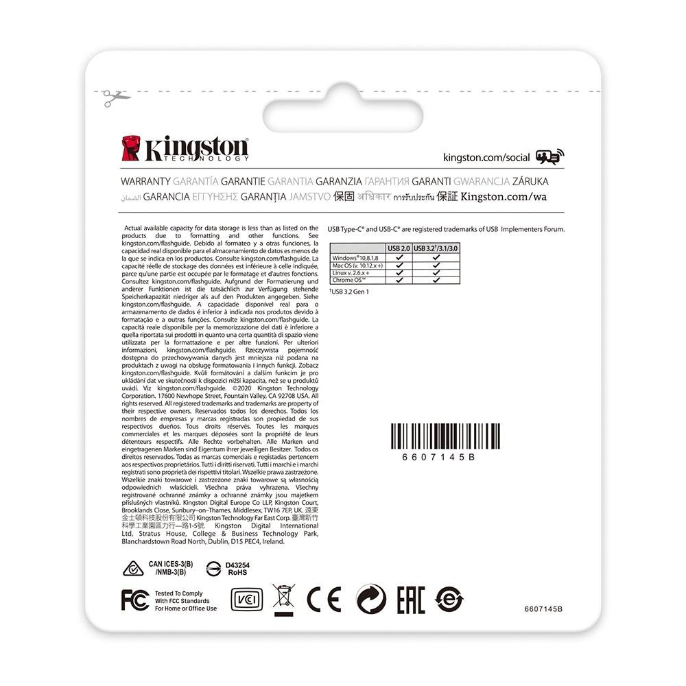 Pen Drive 128GB Kingston DataTravaler 70, USB-C 3.2, Preto - DT70/128GB Pen Drive 128GB Kingston DataTravaler 70, USB-C 3.2, Preto - DT70/128GB