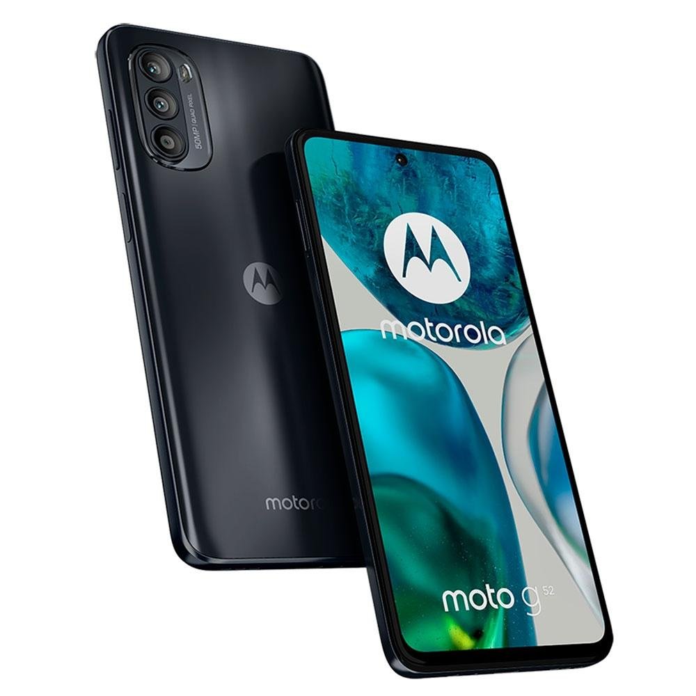 Smartphone Moto G52, 128GB, 4GB RAM, Octa Core, Câmera Tripla 50MP, Tela de 6.6, Preto - PAU60018BR
