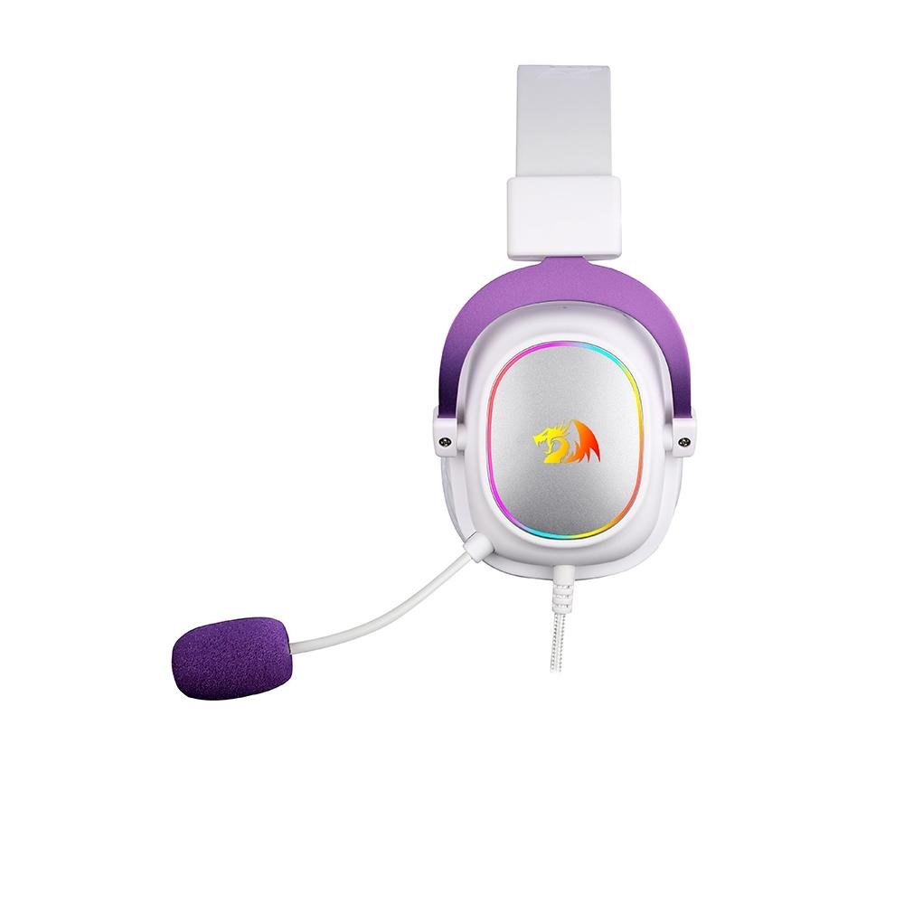 Headset Gamer Redragon Zeus X RGB 7.1 Surround, Drivers 53mm, Branco e Roxo - H510WP-RGB