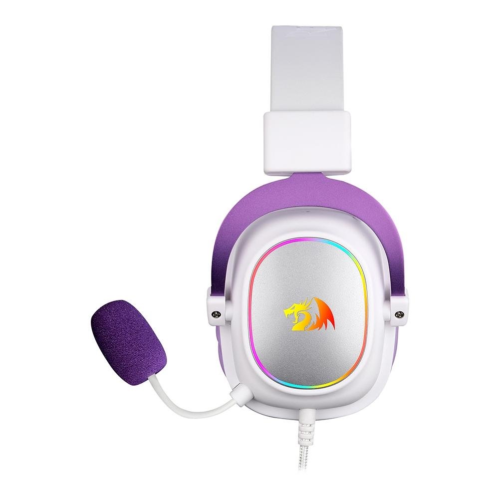 Headset Gamer Redragon Zeus X RGB 7.1 Surround, Drivers 53mm, Branco e Roxo - H510WP-RGB