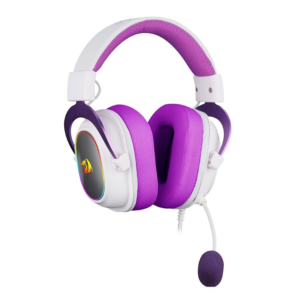 Headset Gamer Redragon Zeus X RGB 7.1 Surround, Drivers 53mm, Branco e Roxo - H510WP-RGB - view 2
