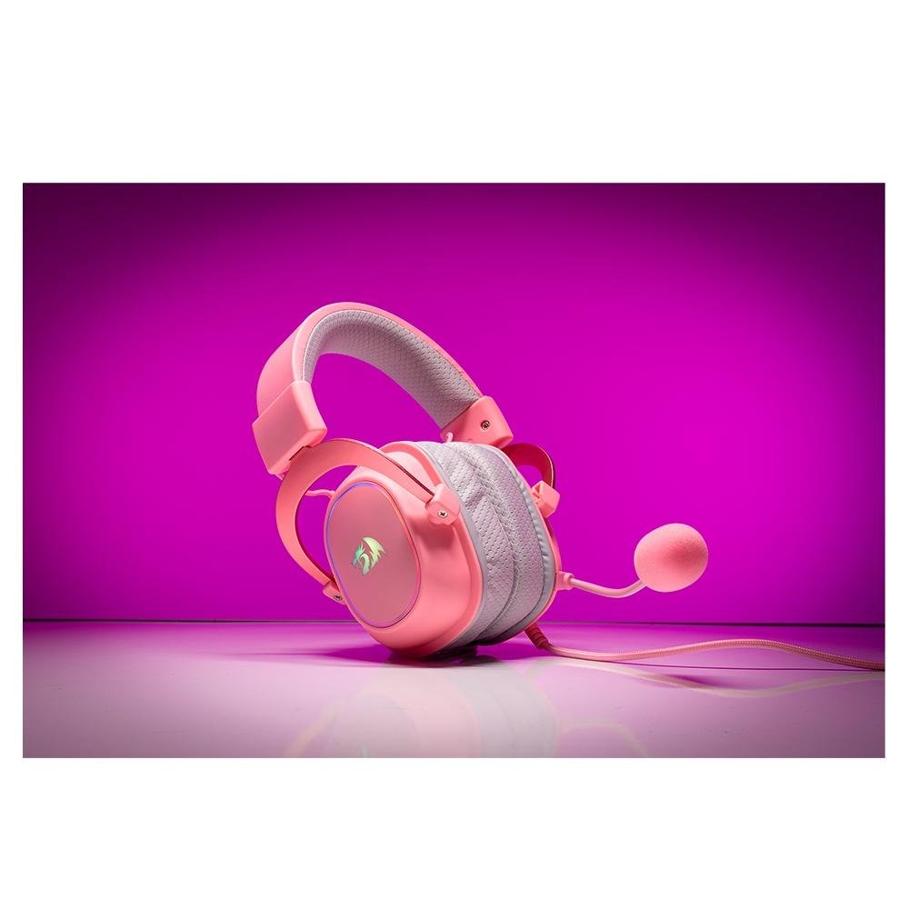 Imagem 9 de 9 do produto Headset Gamer Redragon Zeus X RGB, Surround 7.1, Driver de 53mm, USB, Microfone com Redução de Ruído, Rosa - H510RGB-PINK