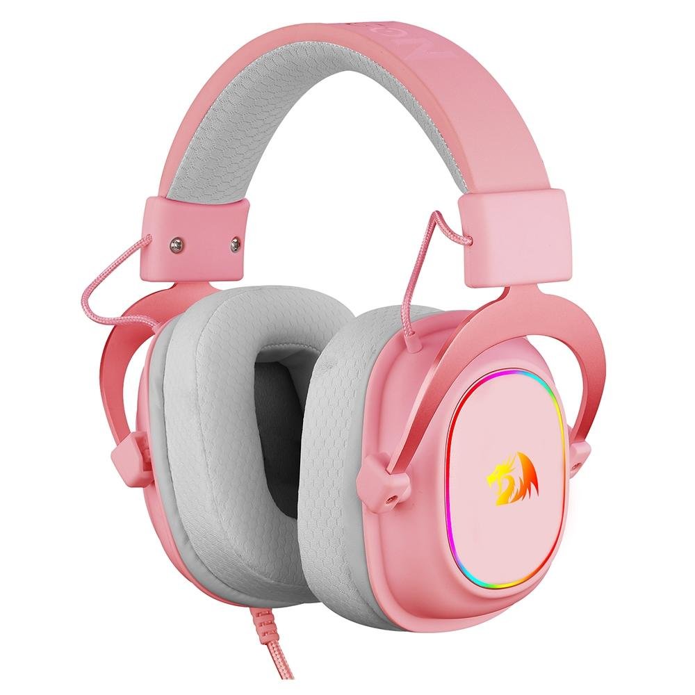 Headset Gamer Redragon Zeus X RGB, Surround 7.1, Driver de 53mm, USB, Microfone com Redução de Ruído, Rosa - H510RGB-PINK