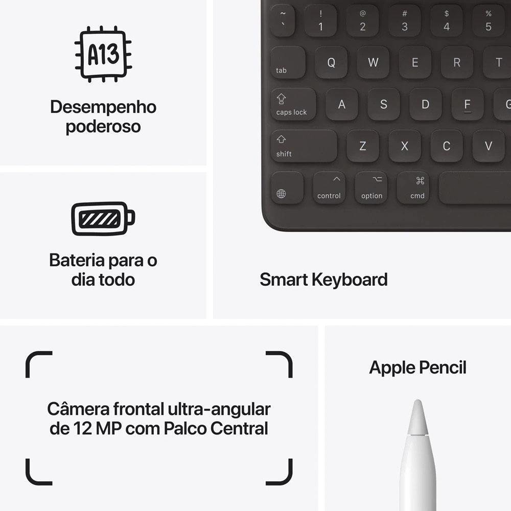 Imagem 4 de 8 do produto iPad 9ª geração Apple, 10.2", 64GB, A13 Bionic, Wi-Fi, Câmera 8MP, iPadOS 15, Cinza Espacial - MK2K3BZ/A