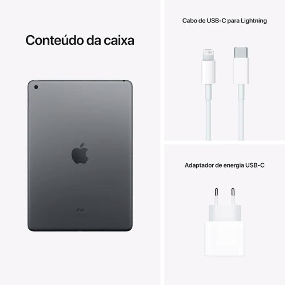 Imagem 7 de 8 do produto iPad 9ª geração Apple, 10.2", 256GB, A13 Bionic, Wi-Fi, Câmera 8MP, iPadOS 15, Cinza-espacial - MK2N3BZ/A
