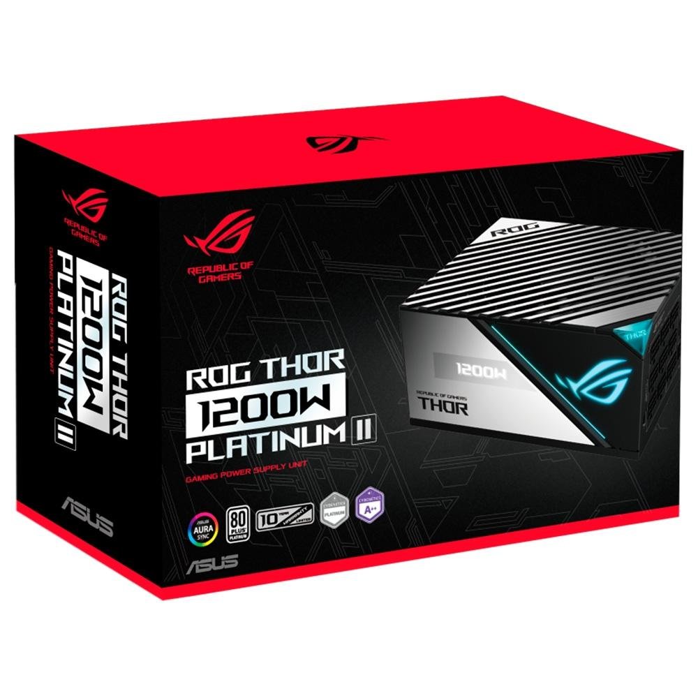 Imagem 11 de 11 do produto Fonte ASUS ROG Thor 1200P2, 1200W, 80 Plus Platinum, Modular, PFC Ativo, Sem Cabo, Preto - 90YE00L0-B0BA00