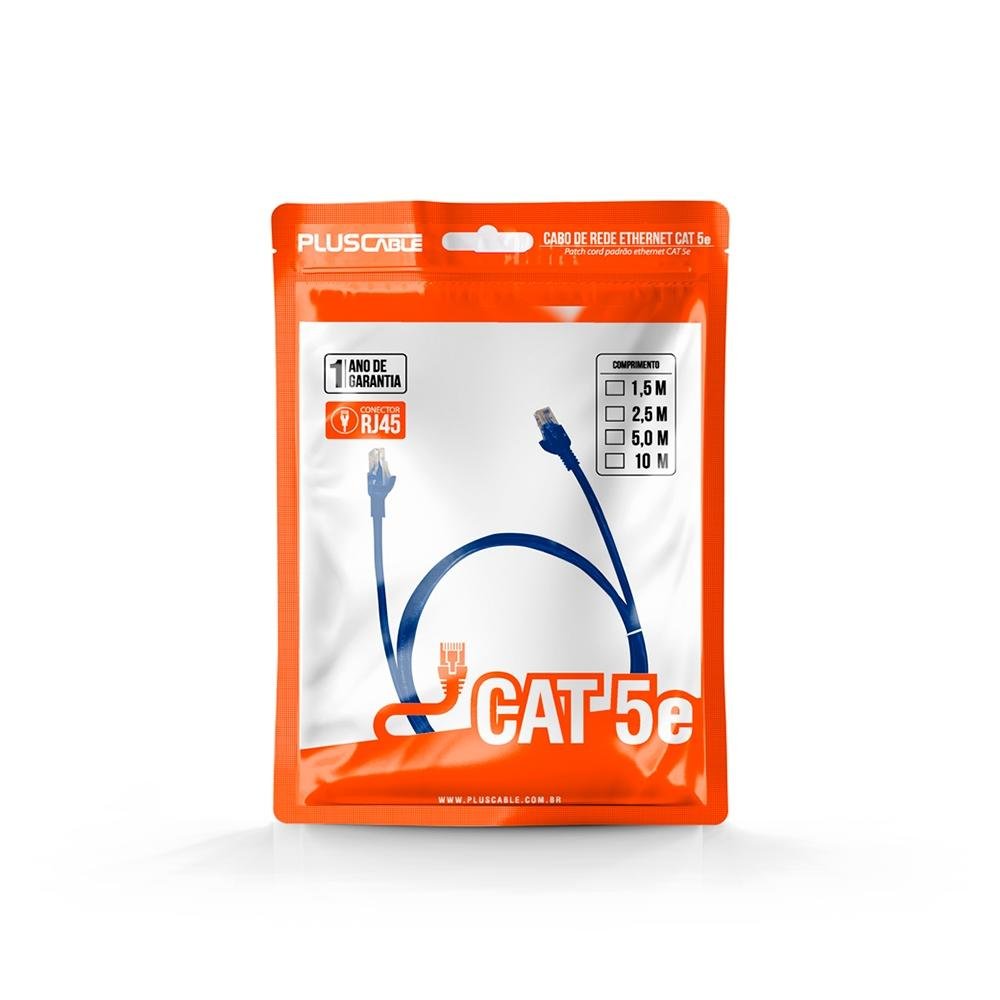 Imagem 3 de 3 do produto Cabo de Rede Patch Cord CAT.5e Plus Cable,1.5m, Azul - PC-ETHU15BL