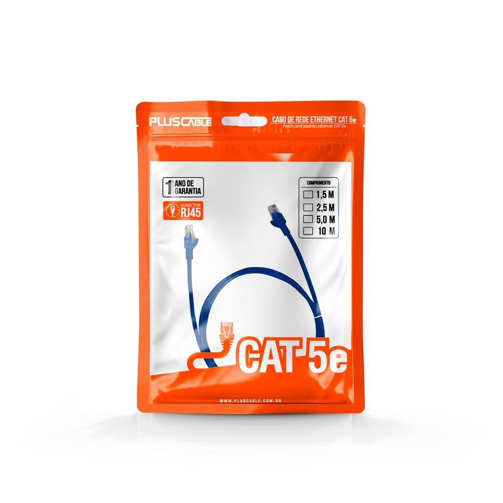 Imagem 3 de 3 do produto Cabo de Rede Patch Cord CAT.5e Plus Cable,2.5m, Azul - PC-ETHU25BL