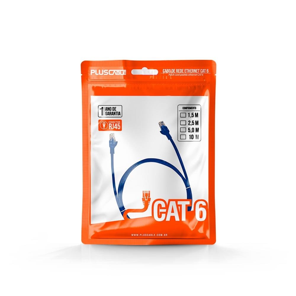 Imagem 3 de 3 do produto Cabo de Rede Patch Cord CAT.6 Plus Cable,1.5m, Azul - PC-ETH6U15BL