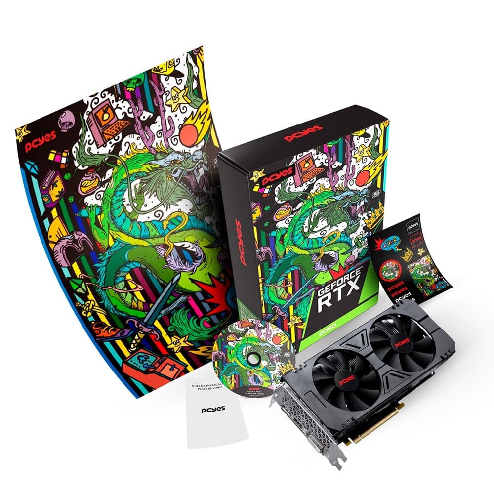 Placa de Vídeo PCyes NVIDIA RTX 2060 Graffiti Series, 6GB, GDDR6, Preto - PA2060RTX6GDF - view 9