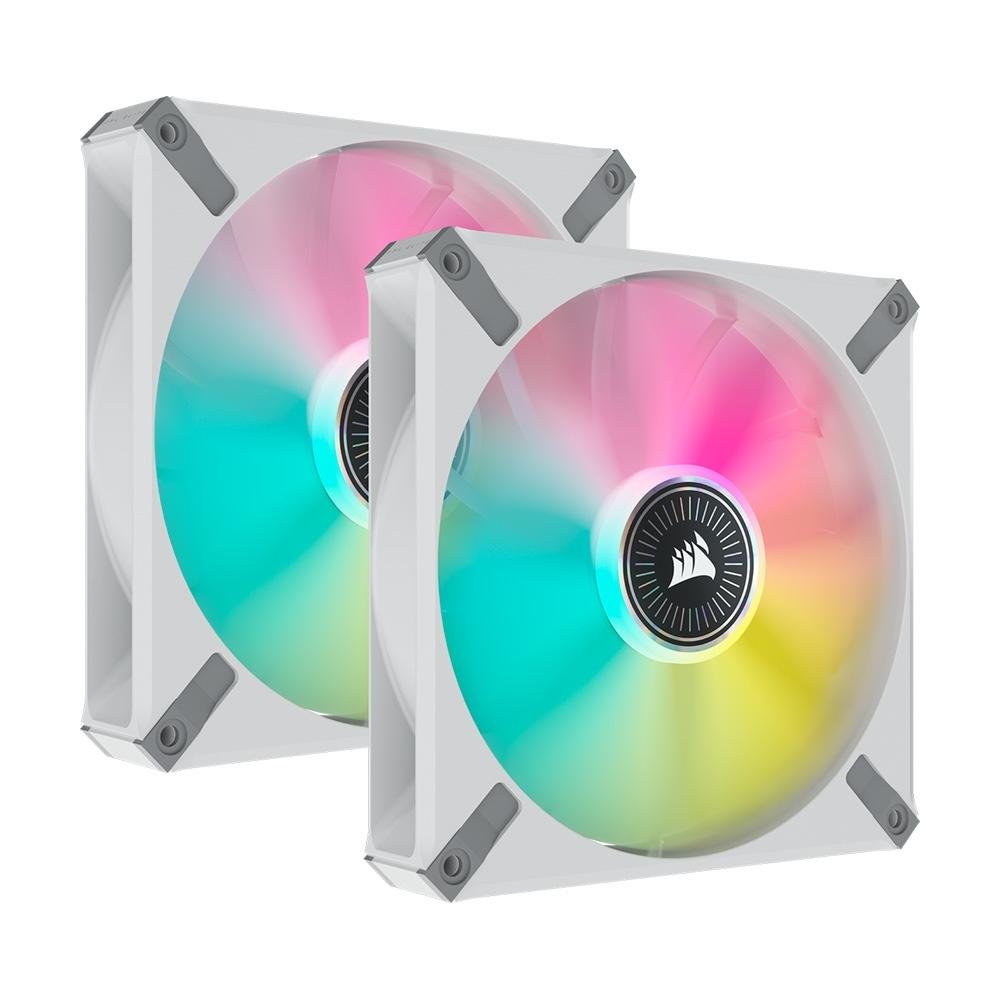 Kit 2 Cooler FAN Corsair Elite Premium Magnetic, 140mm, RGB, Branco - CO-9050119-WW