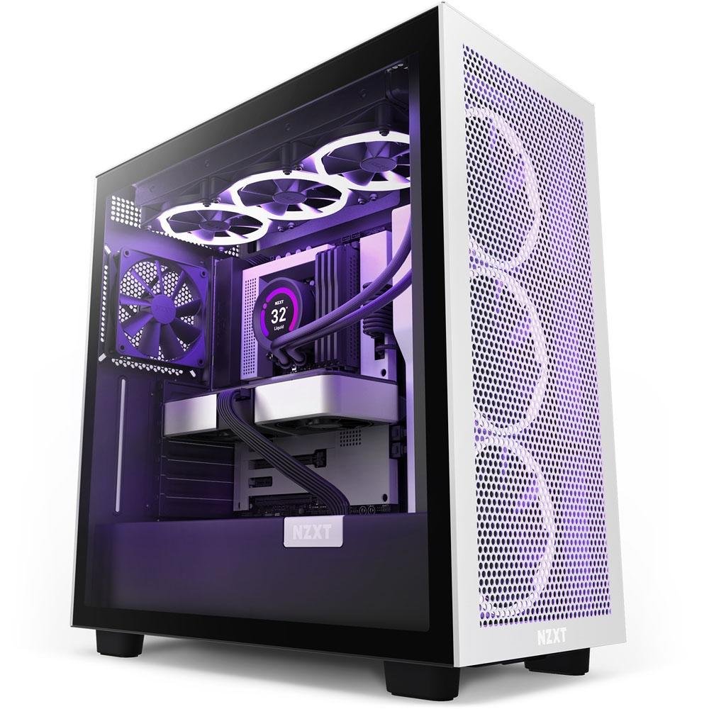 Gabinete NZXT H7 Flow Preto e Branco | KaBuM!