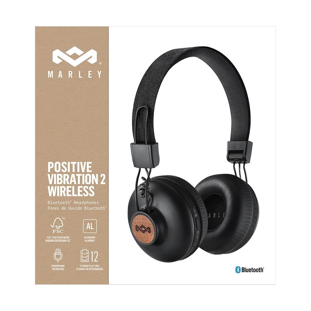 Imagem 7 de 10 do produto Fone de Ouvido Sem Fio House Of Marley Positive Vibration 2, Bluetooth, Drivers 40mm, Preto - FKAM00000700FGR