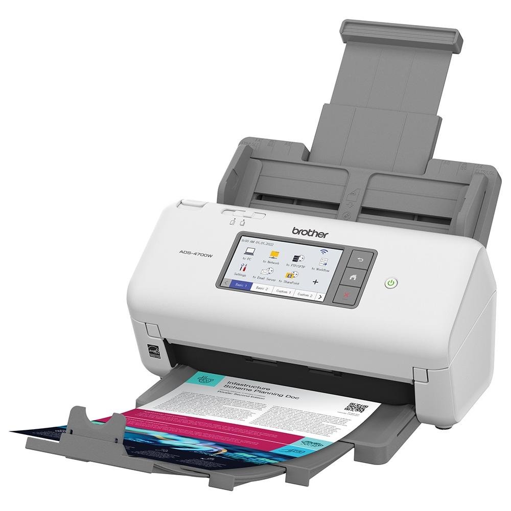 Imagem 4 de 5 do produto Scanner de Mesa Brother ADS-4700W, A4, Duplex, Wireless, Ethernet, USB, Branco e Preto - ADS4700W