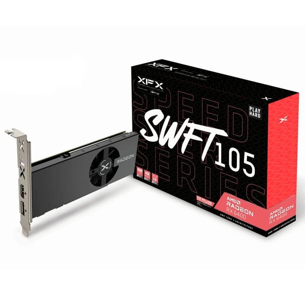 Placa de Vídeo RX 6400 XFX Speedster SWFT105 AMD | KaBuM! Placa de Vídeo RX 6400 XFX Speedster SWFT105 AMD | KaBuM!