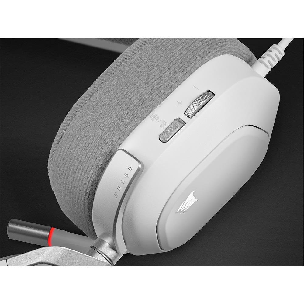 Headset Gamer CORSAIR HS80 RGB USB Branco | KaBuM!