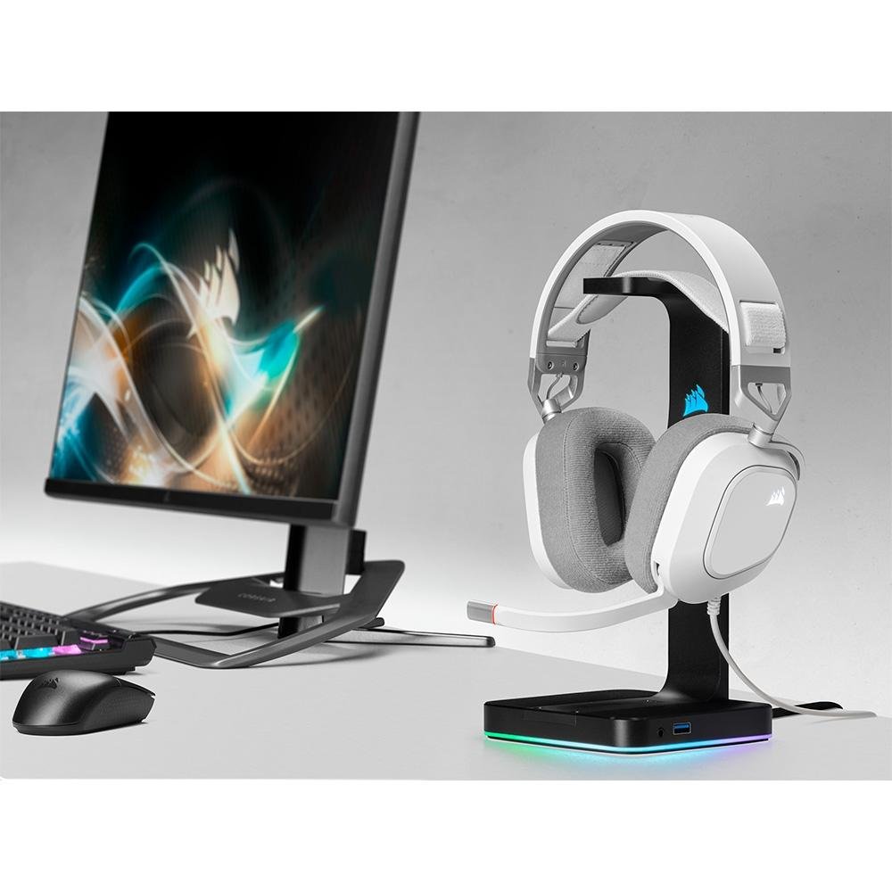 Headset Gamer ( Balão.info) HS80 Premium, RGB, Surround, Dolby 7.1, Drivers 50mm, Branco - CA-( Balão.info)-NA - foto 5