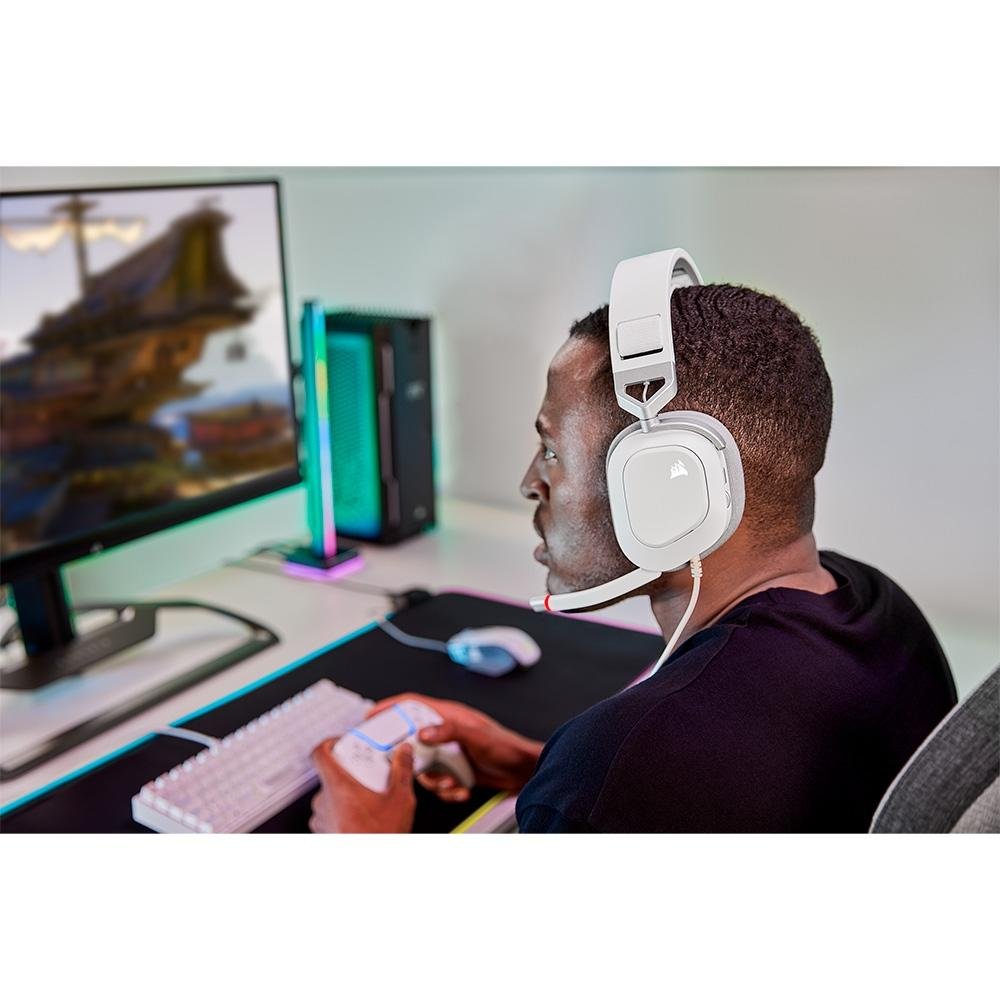 Headset Gamer ( Balão.info) HS80 Premium, RGB, Surround, Dolby 7.1, Drivers 50mm, Branco - CA-( Balão.info)-NA - foto 4